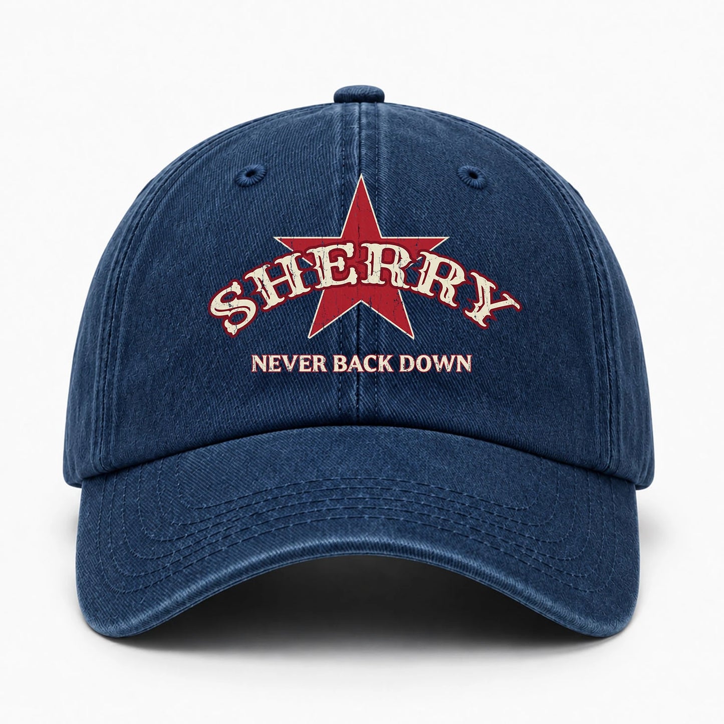 Never Back Down Western Blue Denim Cap SHERRY 13K1 C61PF