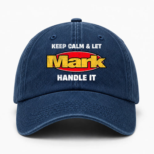 Keep Calm & Let Your Name Handle It Yellow And Red Logo Washed Cap MARK 13K1 C172PF