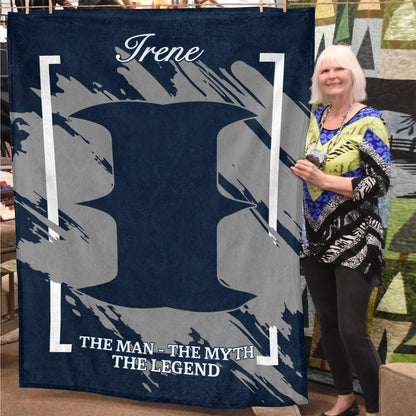 The Man The Myth The Legend Navy Baseball Fleece Blanket IRENE 13K1 BK17