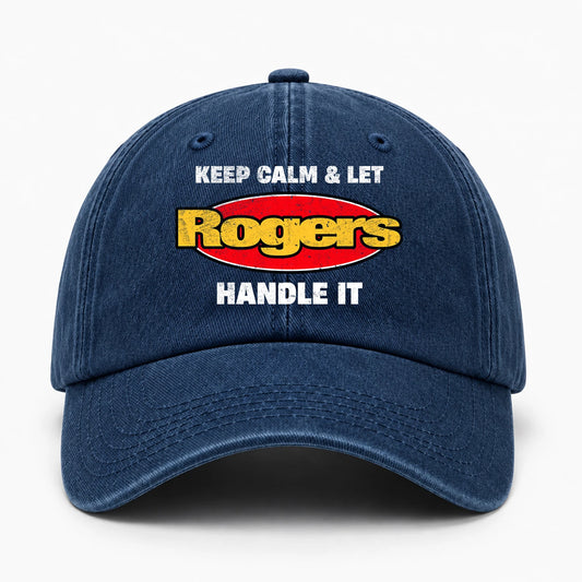 Keep Calm & Let Your Name Handle It Yellow And Red Logo Washed Cap ROGERS 13K1 C172PF