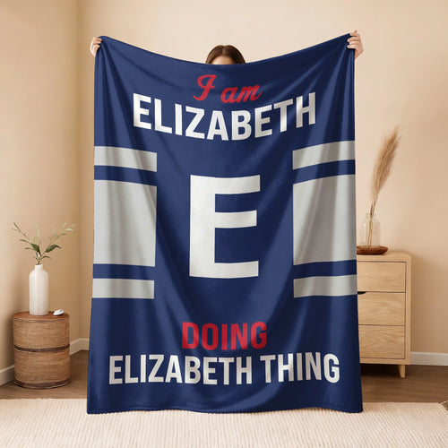 I'm Name Doing Name Things Navy Fleece Blanket ELIZABETH 13K1 BK51