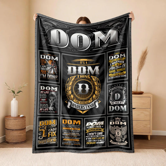 DOM Personalized Blanket | Custom Name Cozy Throw Gift 13K4-BK2
