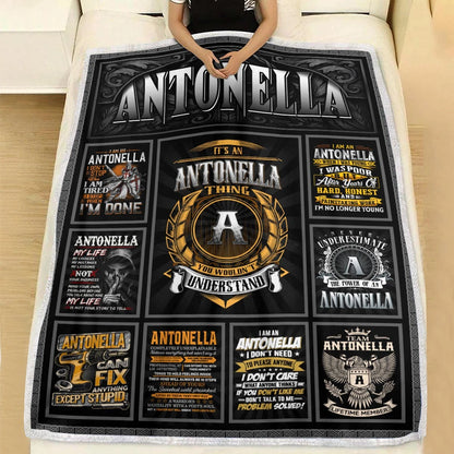 ANTONELLA Personalized Blanket | Custom Name Cozy Throw Gift 13K5-BK2
