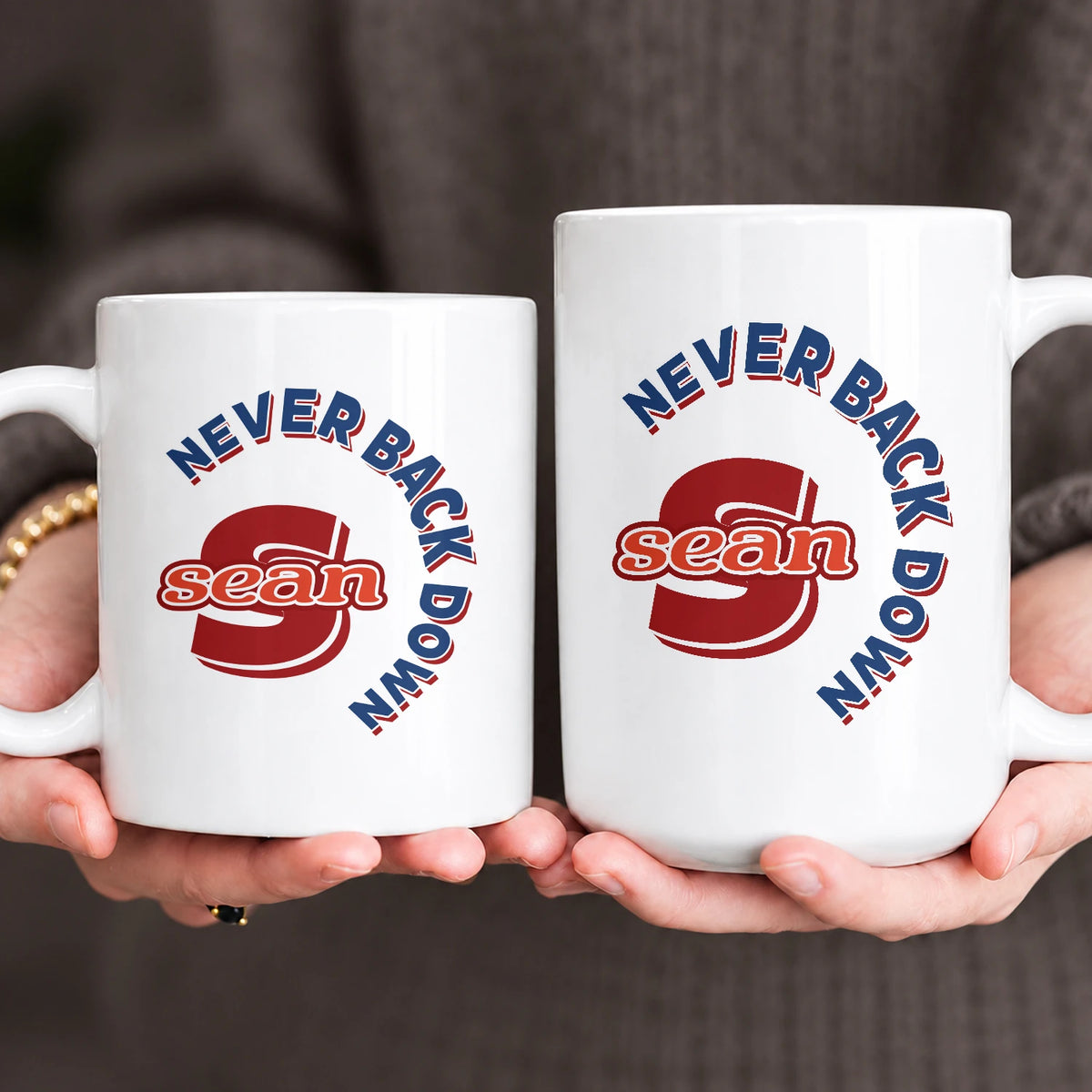 Never Back Down Log With Your Name Mug SEAN 13K1 MG25