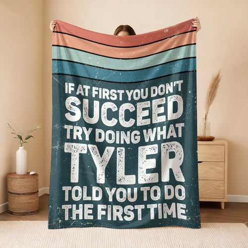If At First You Don’t Succeed Retro Green Fleece Blanket TYLER 13K1 BK29