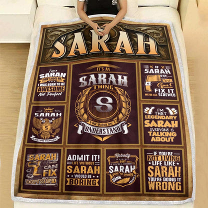 SARAH Personalized Blanket | Custom Name Cozy Throw Gift 13K1-BK4