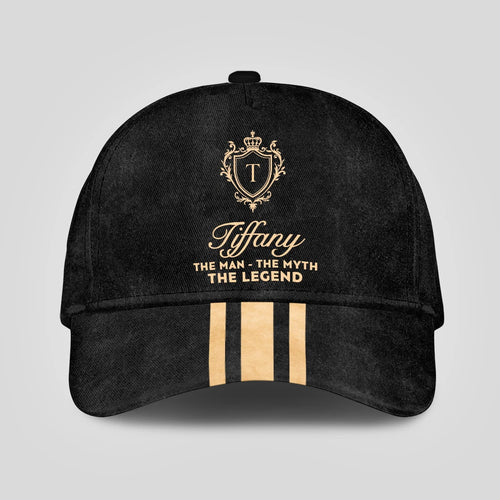 The Man The Myth The Legend Golden Stripes Black Cap TIFFANY 13K1 C136PF