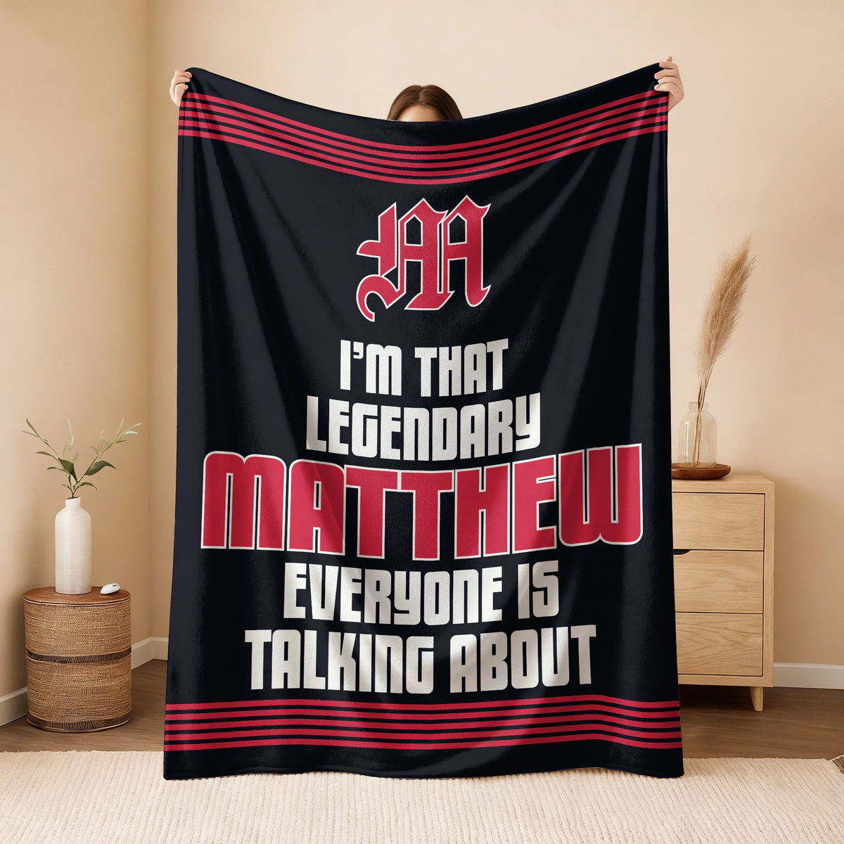 I'm That Legendary Name Dark Red Fleece Blanket MATTHEW 13K1 BK48