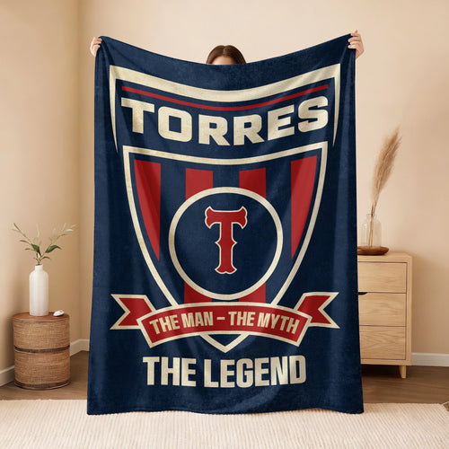 The Man The Myth The Legend Blue Burgundy Baseball Blanket TORRES 13K1 BK18