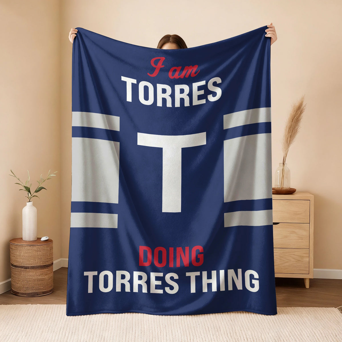 I'm Name Doing Name Things Navy Fleece Blanket TORRES 13K1 BK51