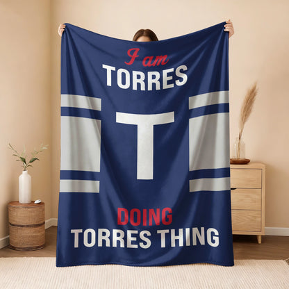 I'm Name Doing Name Things Navy Fleece Blanket TORRES 13K1 BK51
