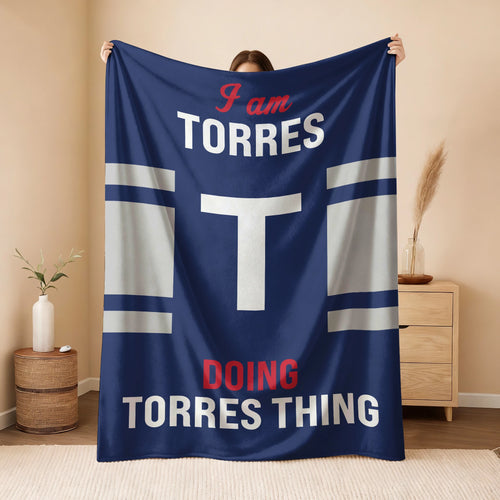 I'm Name Doing Name Things Navy Fleece Blanket TORRES 13K1 BK51