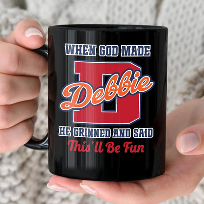 When God Made Your Name Personalized Baseball Mug DEBBIE 13K1 MG07