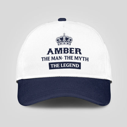 The Man The Myth The Legend King Crown Blue And White Cap AMBER 13K1 C147PF