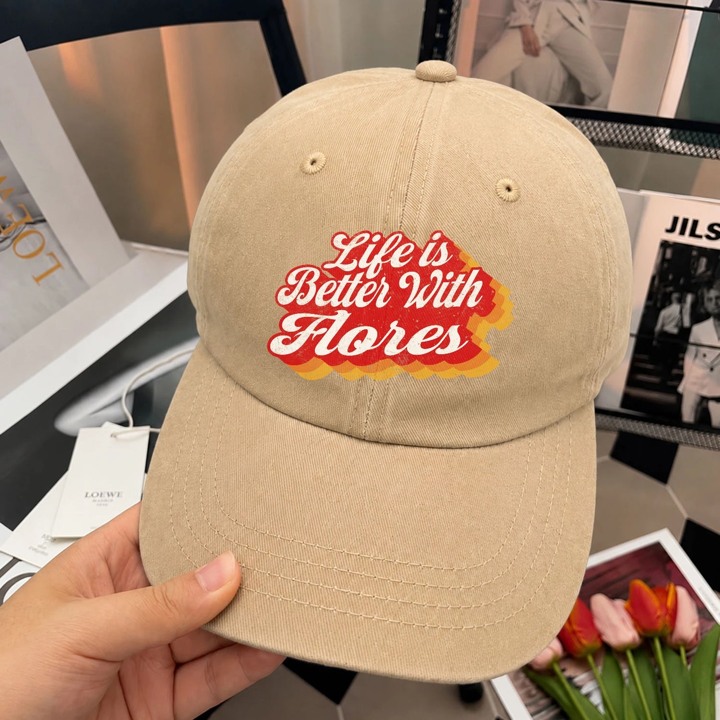 Life Is Better With Your Name Vintage Washed Cap FLORES 13K1 C67PF
