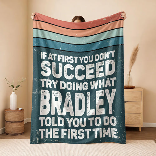 If At First You Don’t Succeed Retro Green Fleece Blanket BRADLEY 13K1 BK29