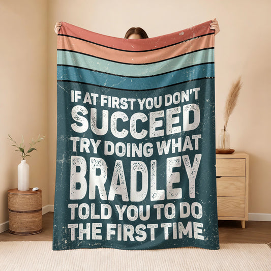If At First You Don’t Succeed Retro Green Fleece Blanket BRADLEY 13K1 BK29