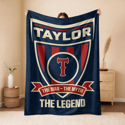 The Man The Myth The Legend Blue Burgundy Baseball Blanket TAYLOR 13K1 BK18