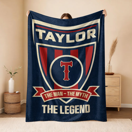 The Man The Myth The Legend Blue Burgundy Baseball Blanket TAYLOR 13K1 BK18