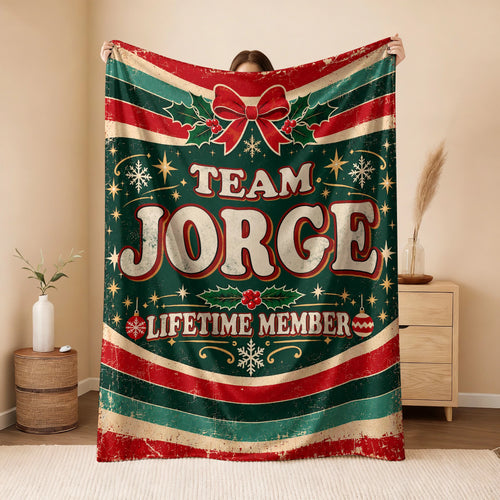 Team Your Name Lifetime Member Christmas Fleece Blanket JORGE 13K1 BK52