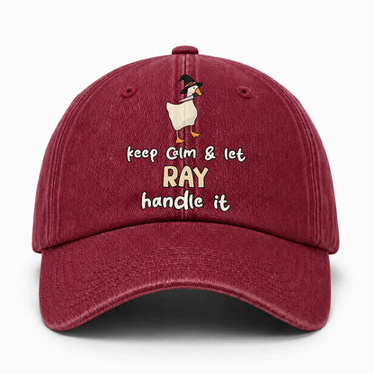 Keep Calm & Let Your Name Handle It Funny Witch Goose Washed Cap RAY 13K1 C128PF