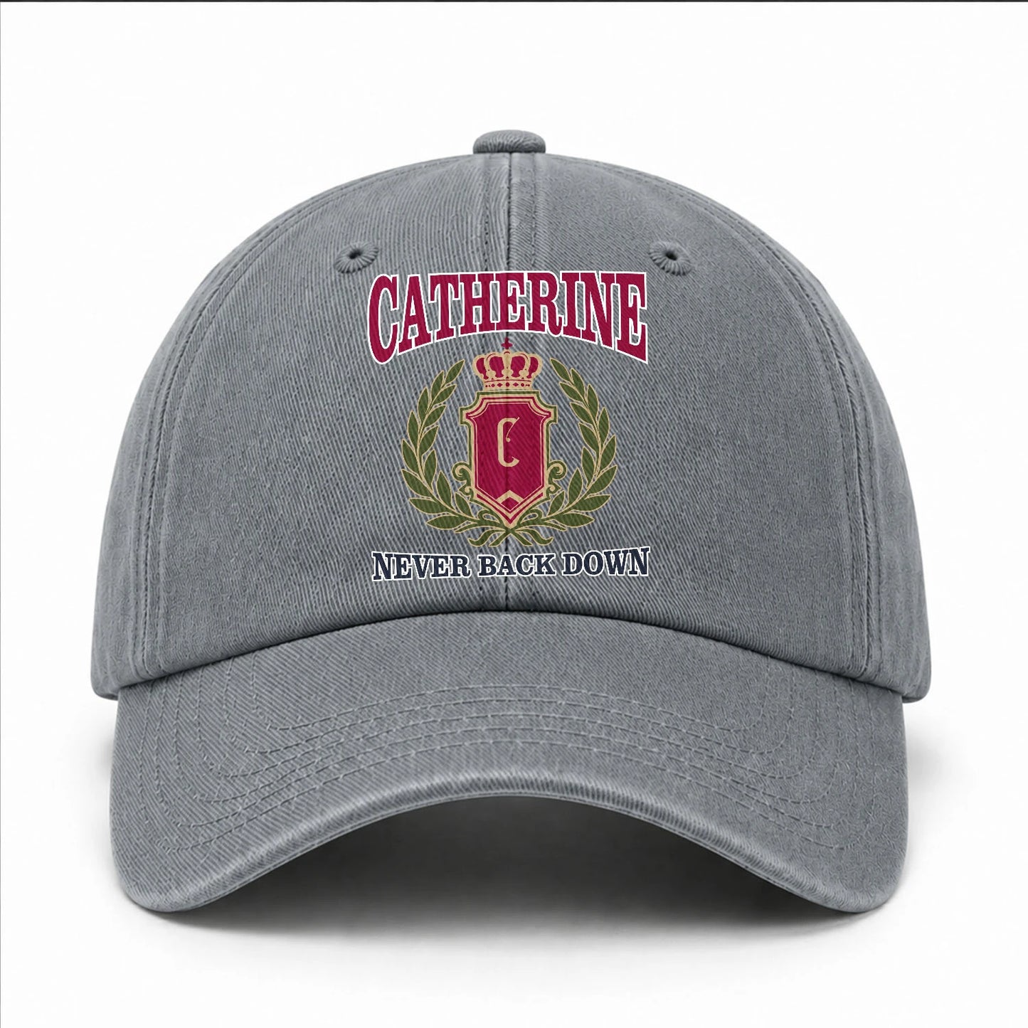 Your Name Never Back Down Royal Washed Cap CATHERINE 13K1 C77PF