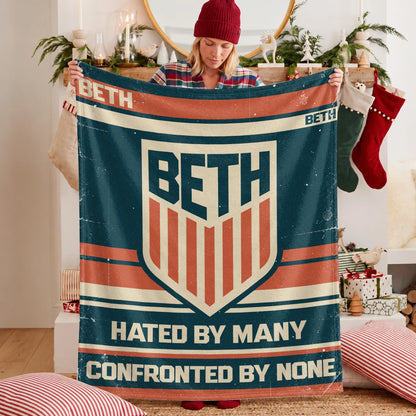 Hated By Many Confronted By None Retro Fleece Blanket BETH 13K1 BK58