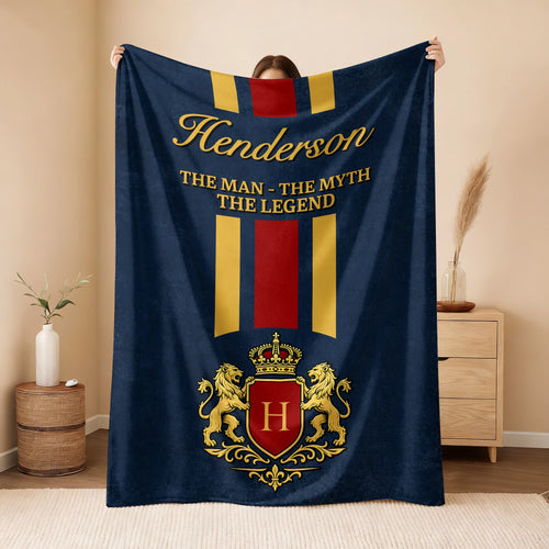 The Man The Myth The Legend Navy Striped Fleece Blanket HENDERSON 13K1 BK16