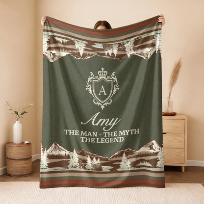 The Man The Myth The Legend Deer In Forest Brown Fleece Blanket AMY 13K1 BK10