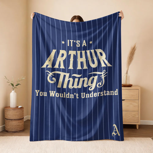 Your Name Thing Striped Blue Fleece Blanket ARTHUR 13K1 BK23