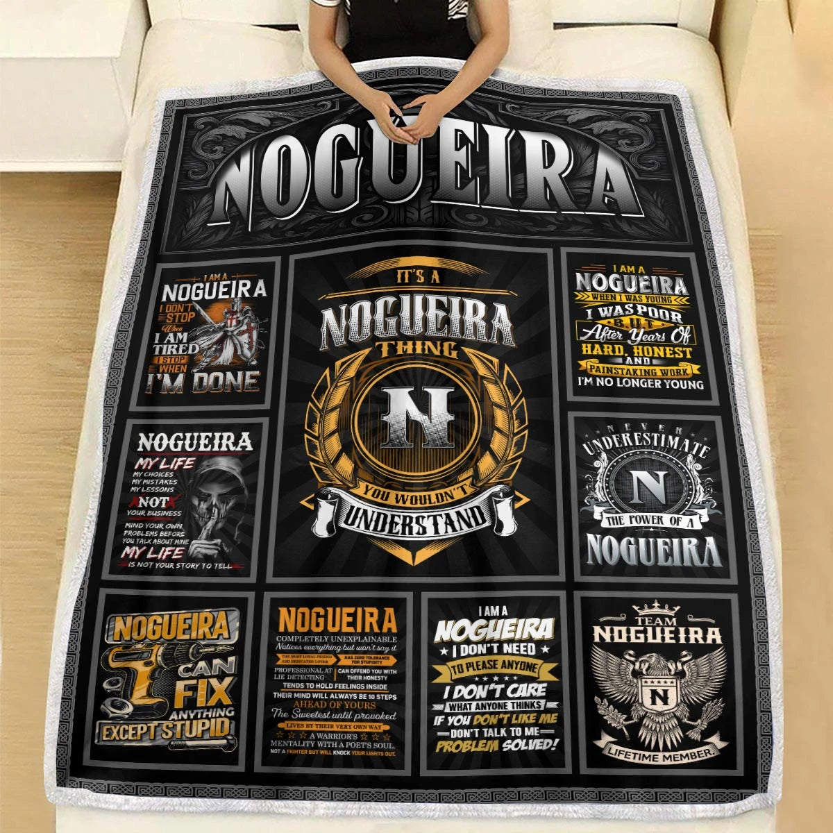 NOGUEIRA Personalized Blanket | Custom Name Cozy Throw Gift 13K4-BK2