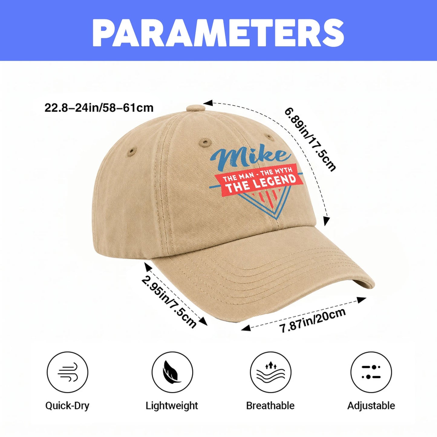 The Man The Myth The Legend Logo Washed Cap MIKE 13K1 C37PF