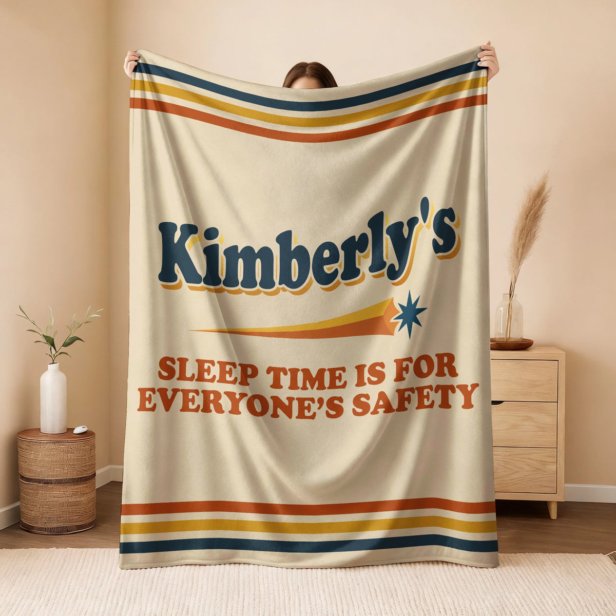 Your Name's Sleep Time Funny Retro Fleece Blanket KIMBERLY 13K1 BK67
