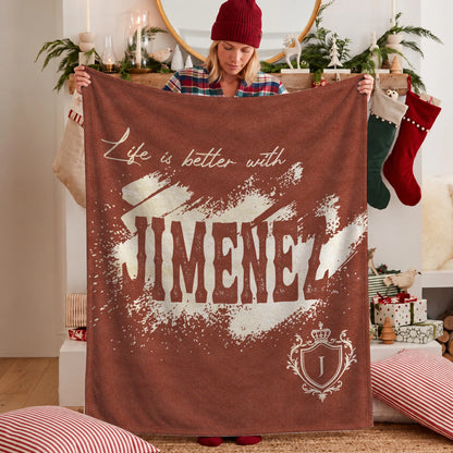 Life Is Better With Your Name Terracotta Cream Fleece Blanket JIMENEZ 13K1 BK30