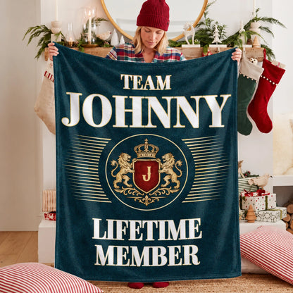 Team Your Name Lifetime Member Sage Green Fleece Blanket JOHNNY 13K1 BK42