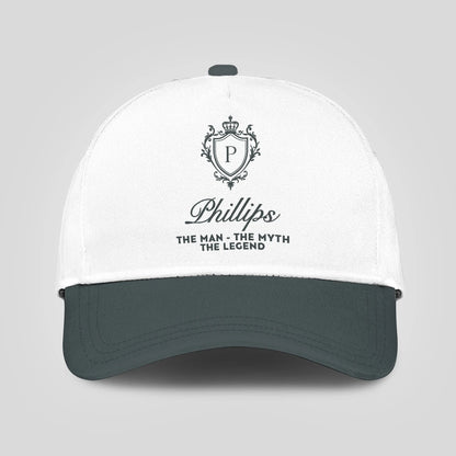 The Man The Myth The Legend Elegant Gray And White Cap PHILLIPS 13K1 C170PF