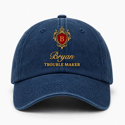 Your Name Trouble Maker Funny Blue Washed Cap BRYAN 13K1 C153PF