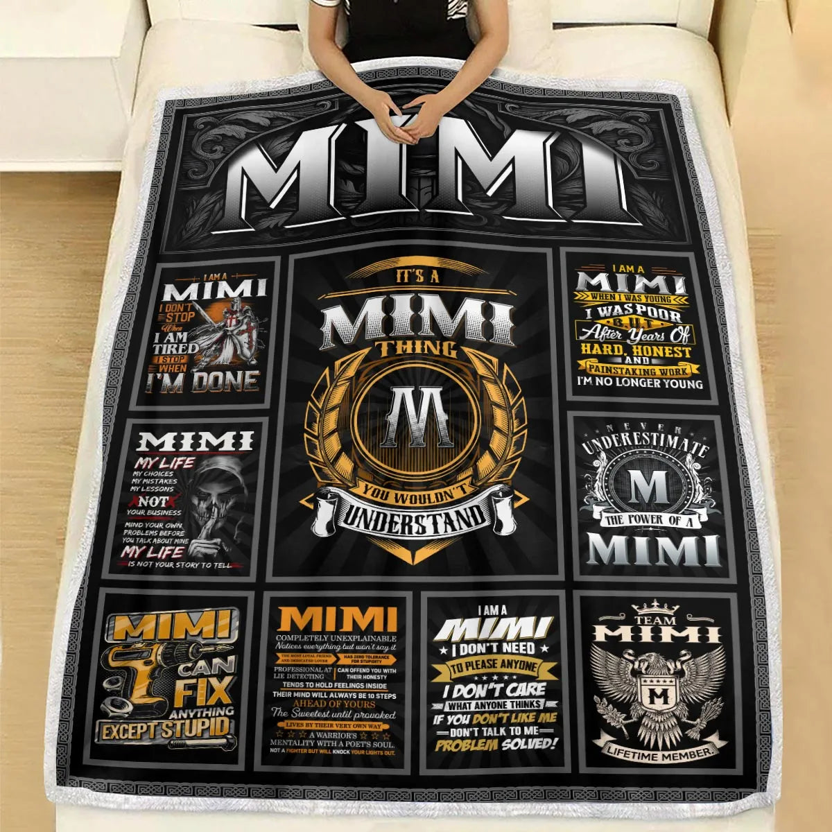 MIMI Personalized Blanket | Custom Name Cozy Throw Gift 13K3-BK2