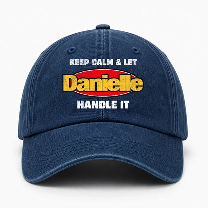 Keep Calm & Let Your Name Handle It Yellow And Red Logo Washed Cap DANIELLE 13K1 C172PF