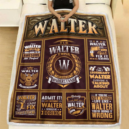 WALTER Personalized Blanket | Custom Name Cozy Throw Gift 13K1-BK4