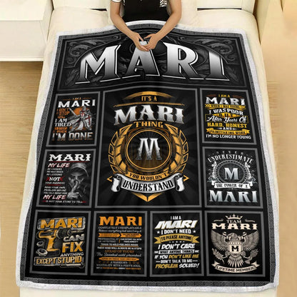 MARI Personalized Blanket | Custom Name Cozy Throw Gift 13K2-BK2