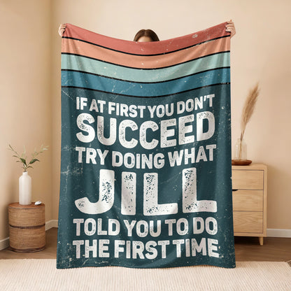 If At First You Don’t Succeed Retro Green Fleece Blanket JILL 13K1 BK29