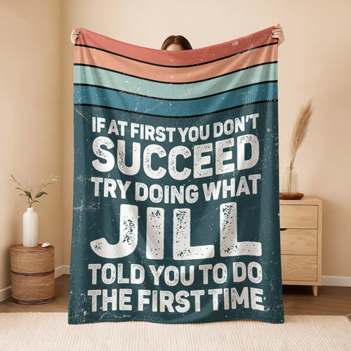 If At First You Don’t Succeed Retro Green Fleece Blanket JILL 13K1 BK29