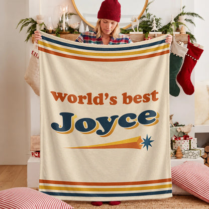 World's Best Your Name Retro Fleece Blanket JOYCE 13K1 BK64