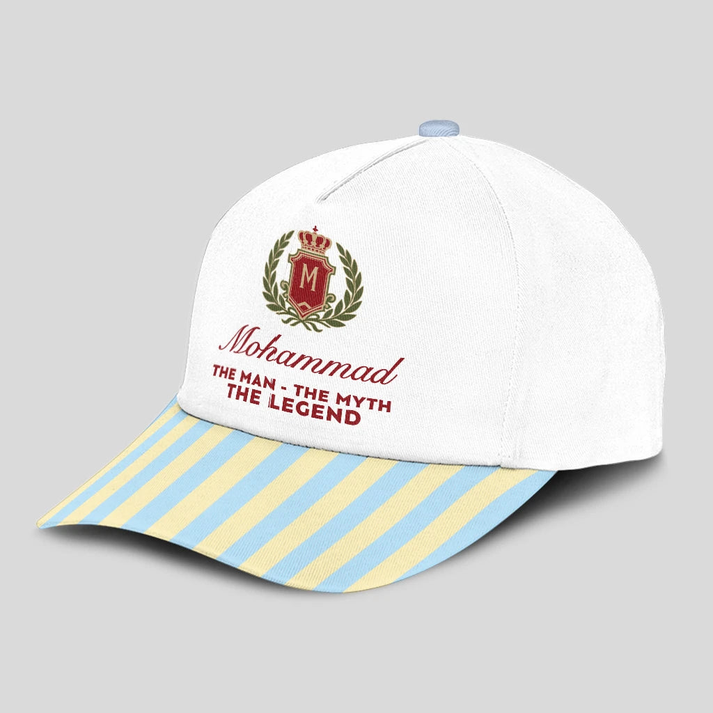 The Man The Myth The Legend Blue And Yellow Striped Beach Cap MOHAMMAD 13K1 C118PF