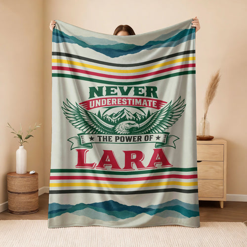 Never Underestimate Your Name Vintage Mountain Fleece Blanket LARA 13K1 BK44