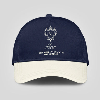 The Man The Myth The Legend Navy And Beige Cap MAR 13K1 C145PF