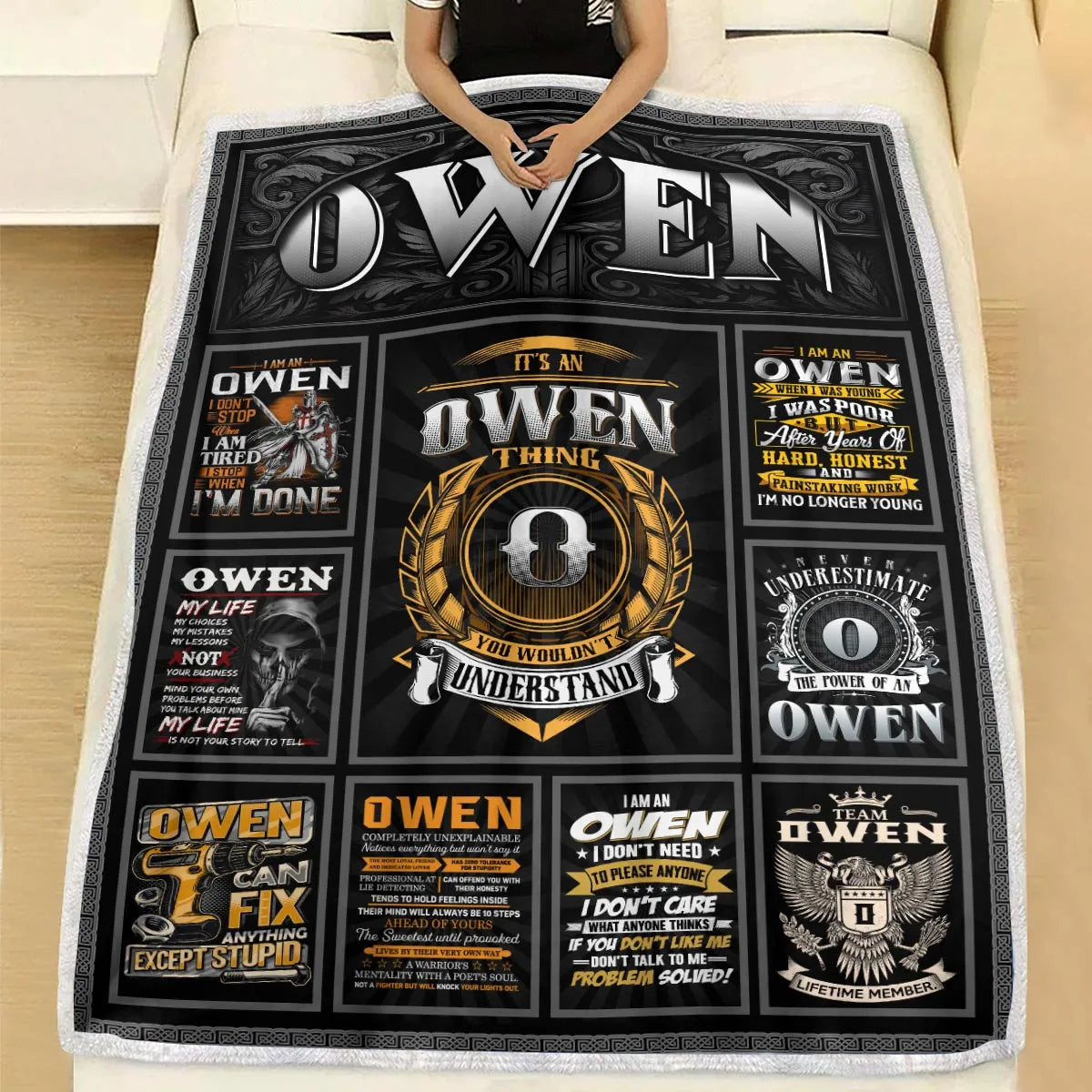 OWEN Personalized Blanket | Custom Name Cozy Throw Gift 13K2-BK2