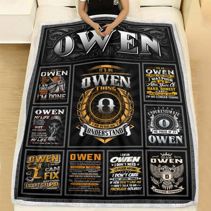OWEN Personalized Blanket | Custom Name Cozy Throw Gift 13K2-BK2