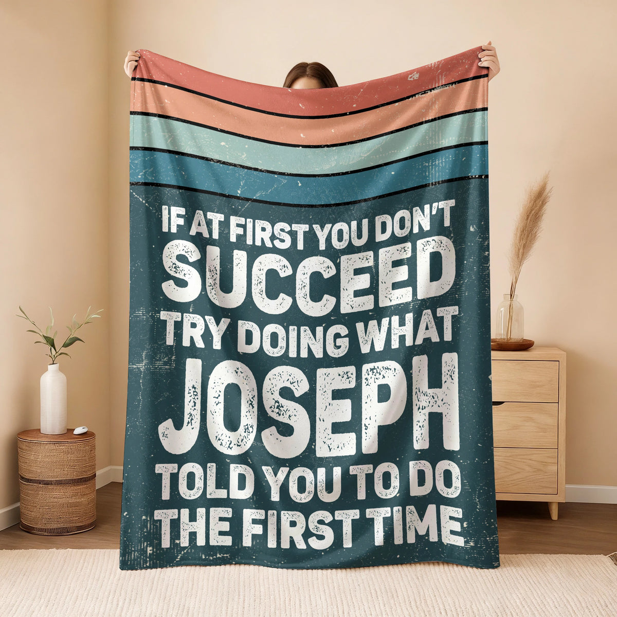 If At First You Don’t Succeed Retro Green Fleece Blanket JOSEPH 13K1 BK29